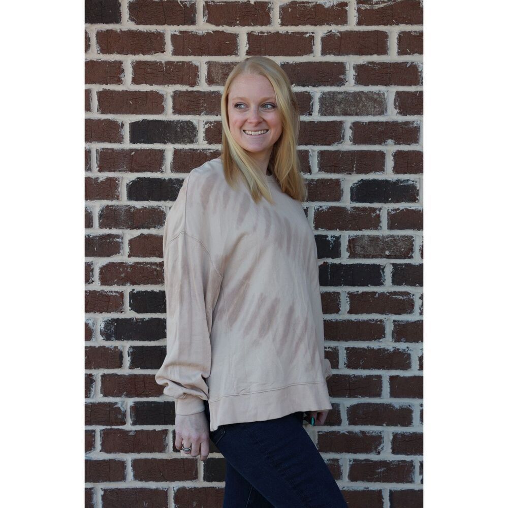 Z Supply Tan Tie Dye Oversized Pullover Sweatshirt Size XS